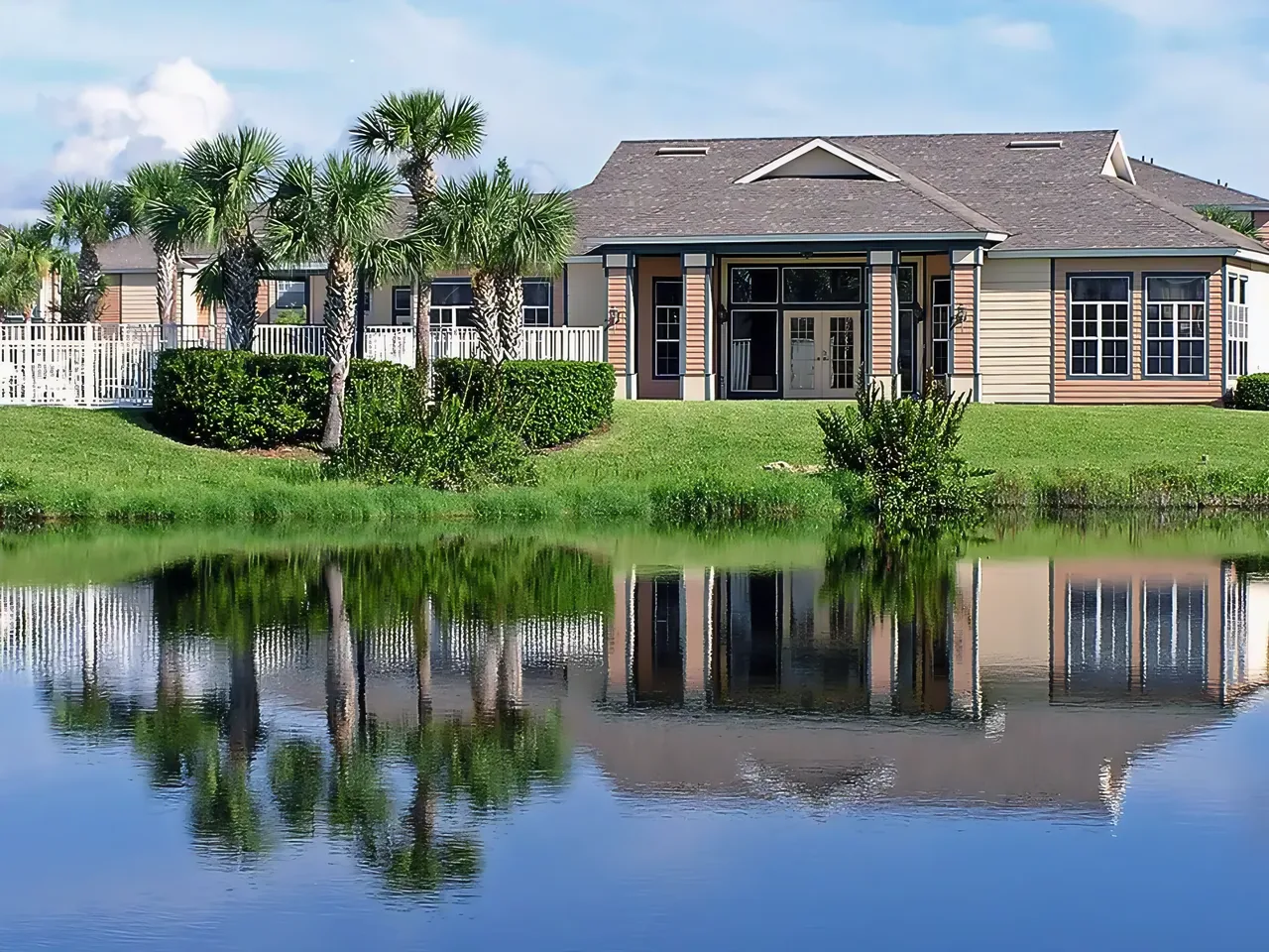 Landscaped apartment homes at Indian River in Vero Beach, Florida.