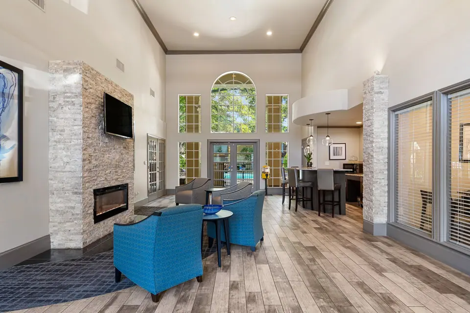 The clubhouse lounge at Regal Court in Dallas, Texas.